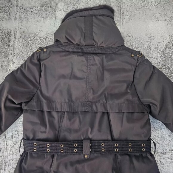 Next Women Jacket Winter Warm Long Coat Faux Fur Collared W Belt Size 12UK - Picture 7 of 12